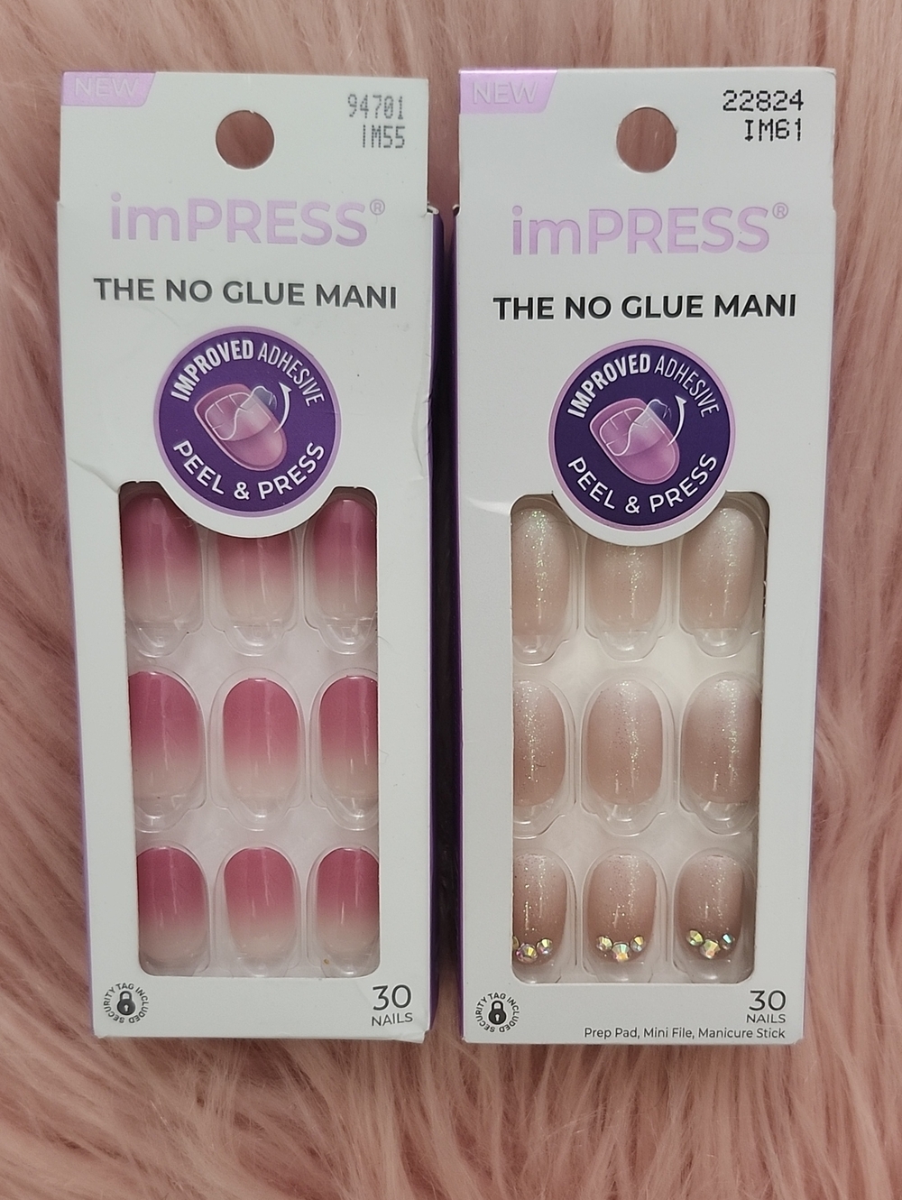 Brand New 2CT BUNDLE KISS IMPRESS THE NO GLUE MANI  FALSE NAILS-S